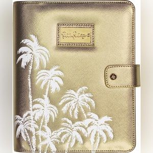Lilly Pulitzer | Office | Agenda Folio | Gold Palm Leatherette Planner Notebook